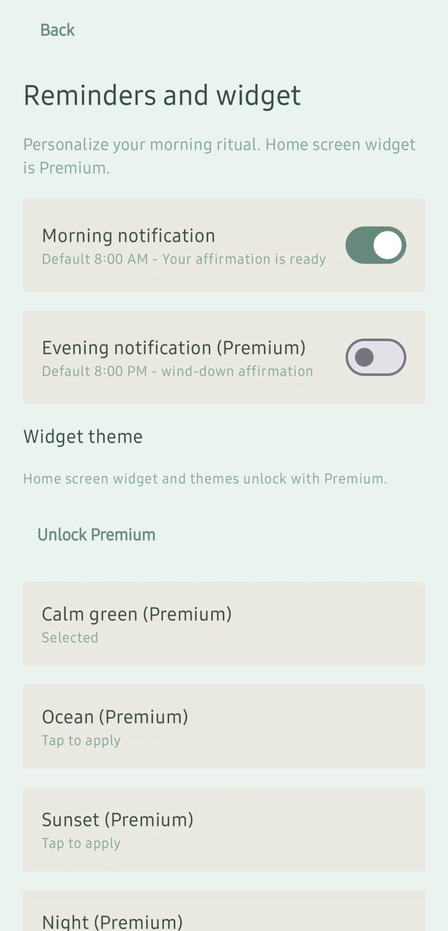 Daily Affirmation — widget
