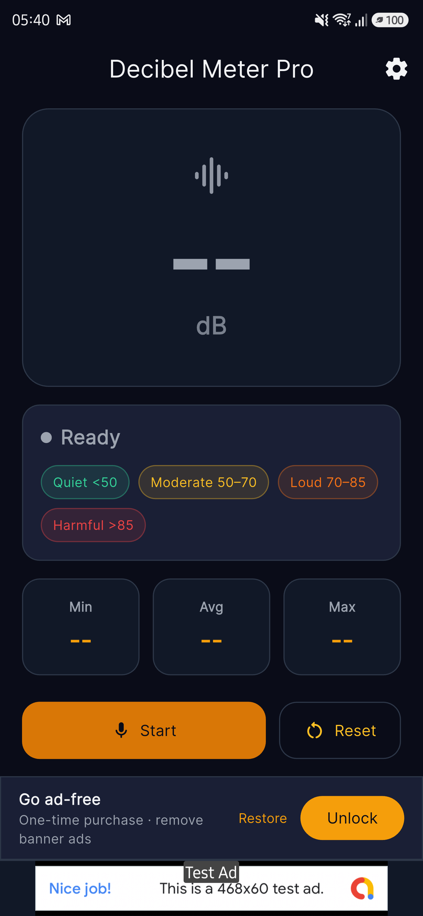 Decibel Meter Pro — live dB readout