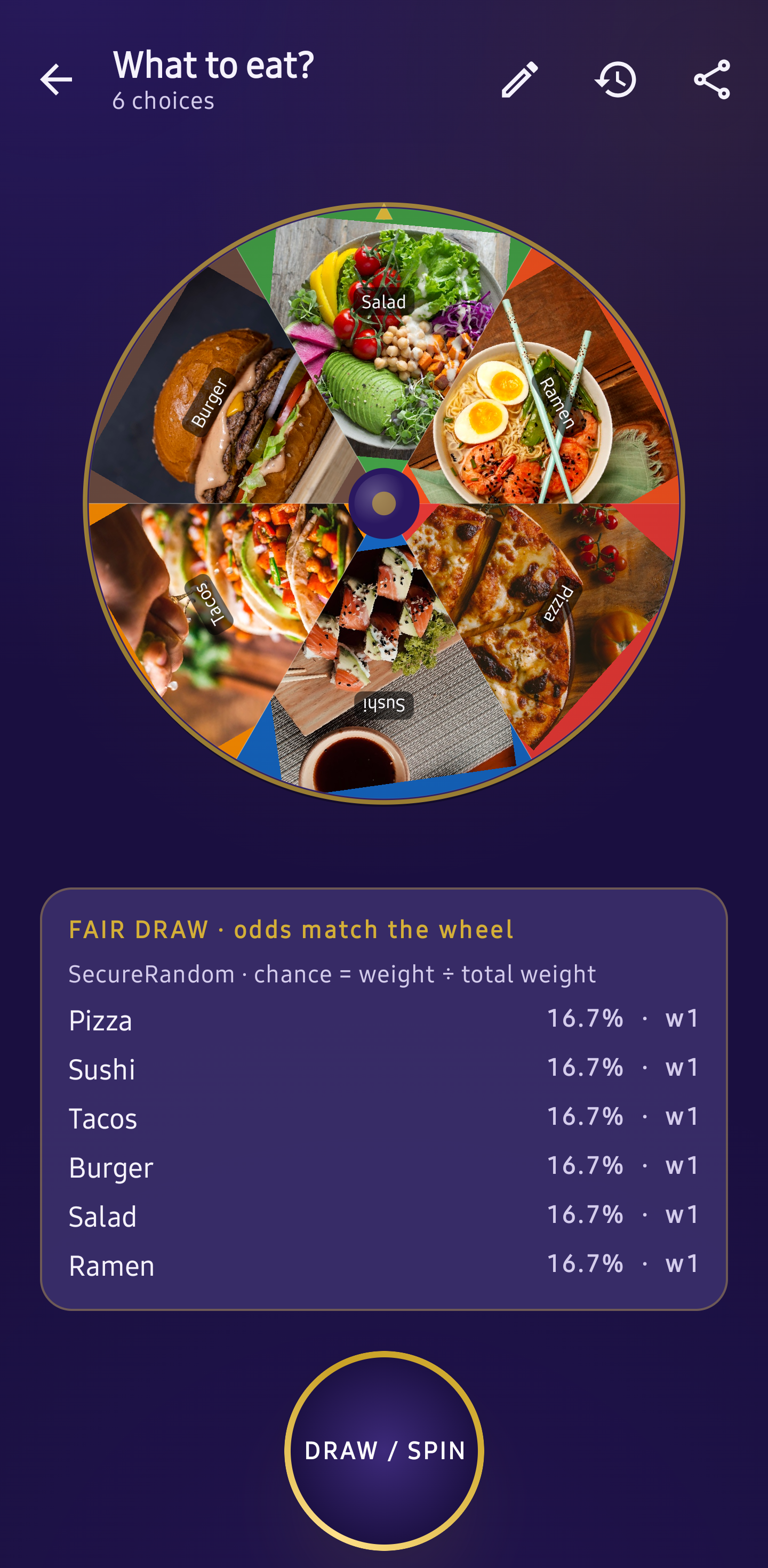 Spinning wheel with photo slices