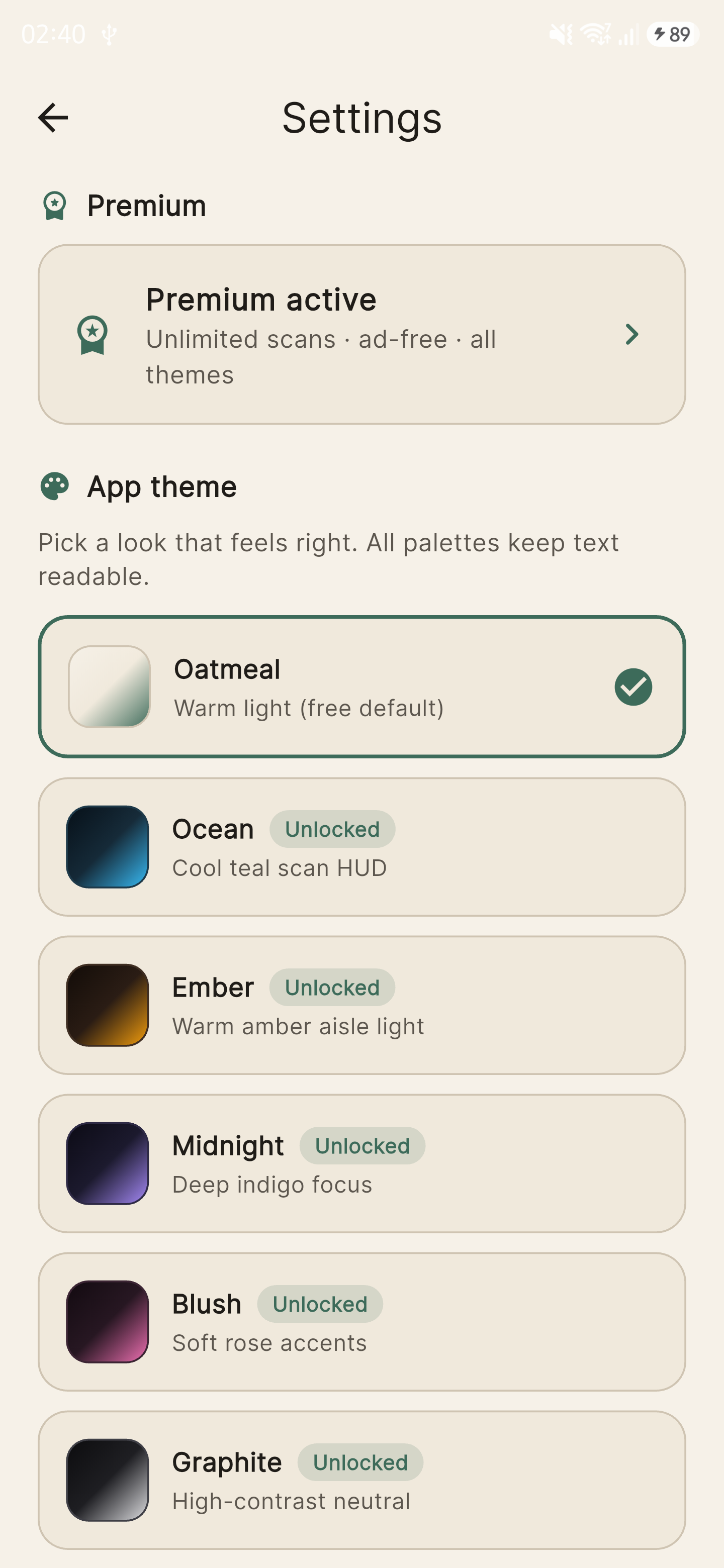 Settings and app themes