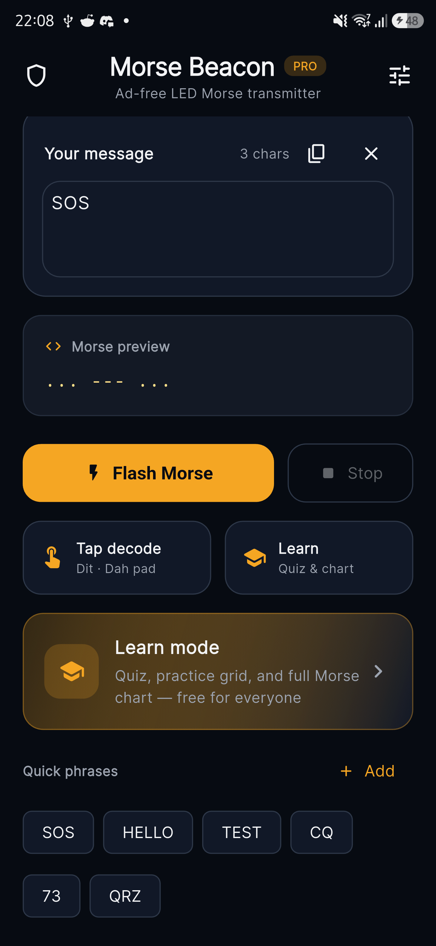 Morse Beacon screenshot