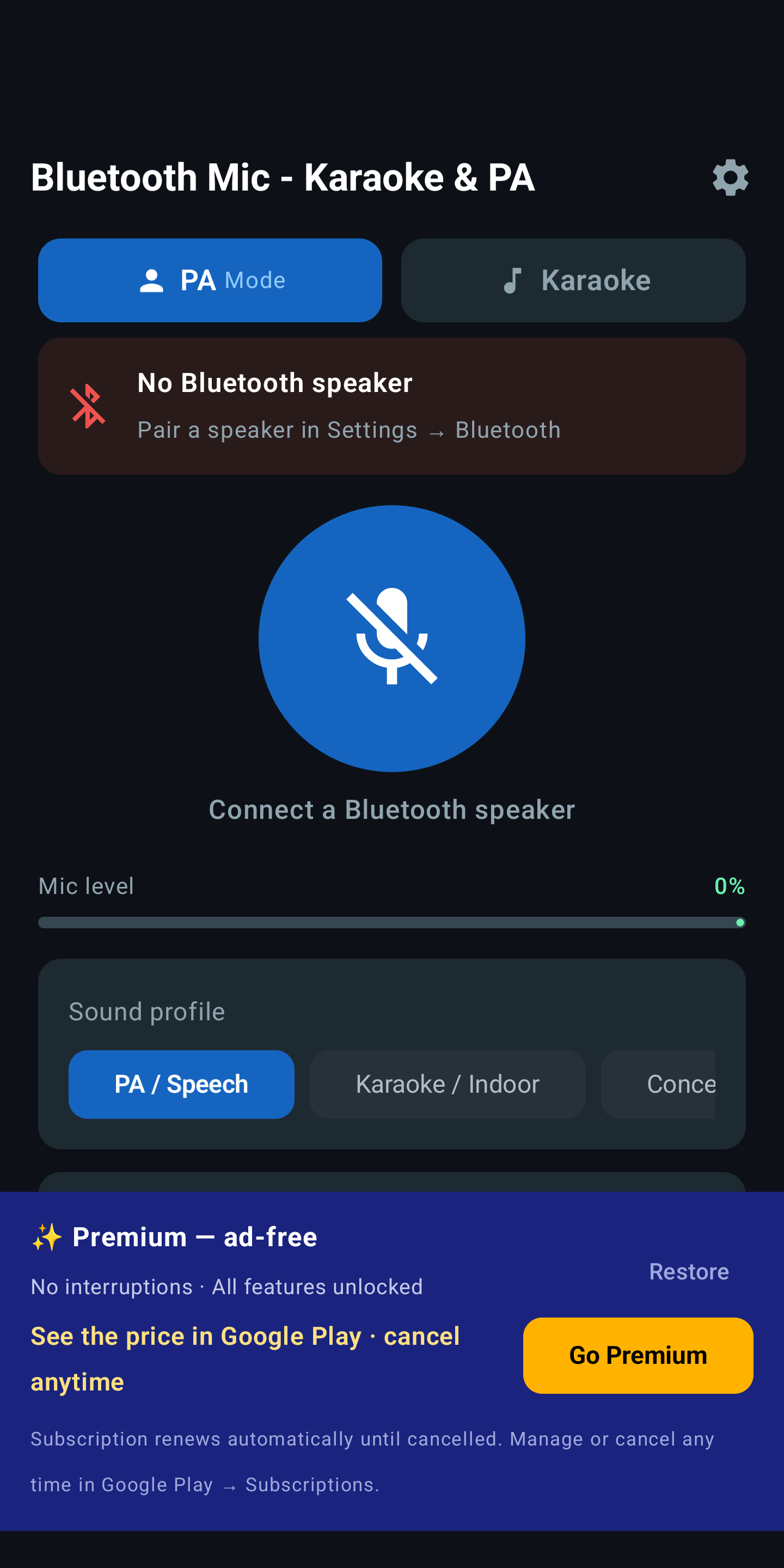 Bluetooth Mic — home, mic and Bluetooth output