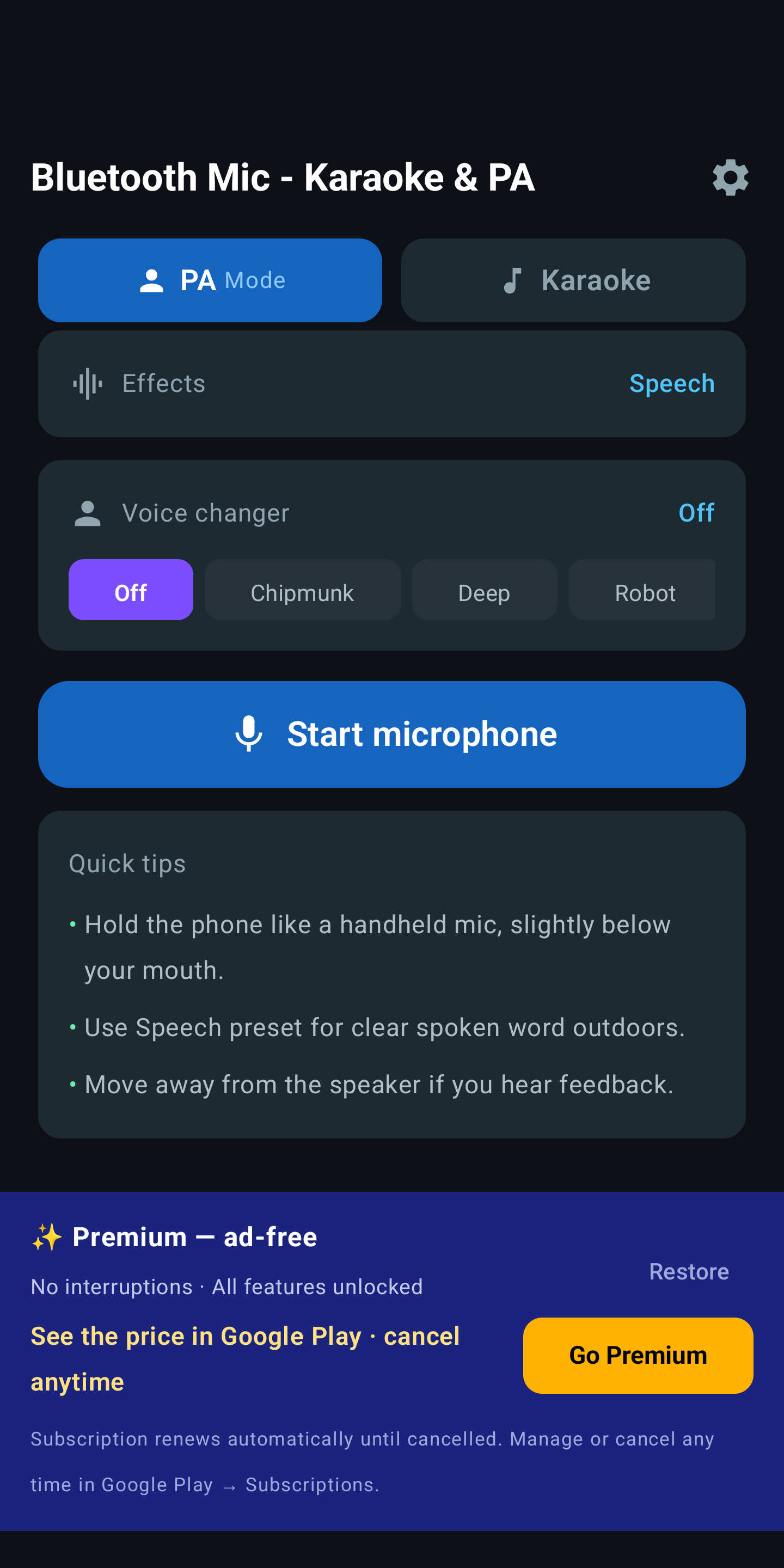 Bluetooth Mic — karaoke and PA tips