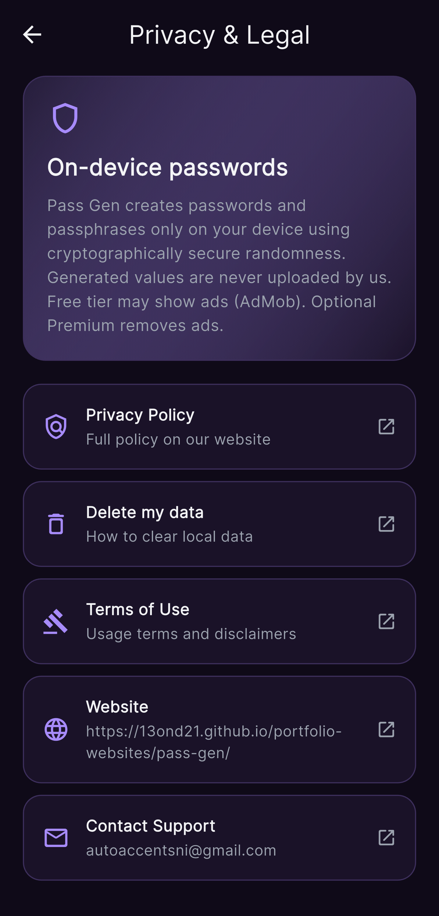 Pass Gen — Privacy